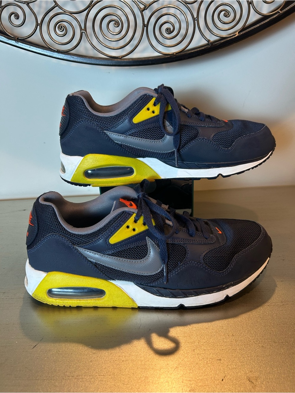 Nike men's Navy and Yellow Lace-Up Sneakers
